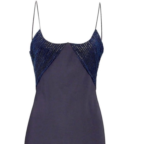 CUSHNIE Embellished Beaded Neckline Bodice Bodycon Cocktail Pencil Midi Dress - Picture 14 of 16